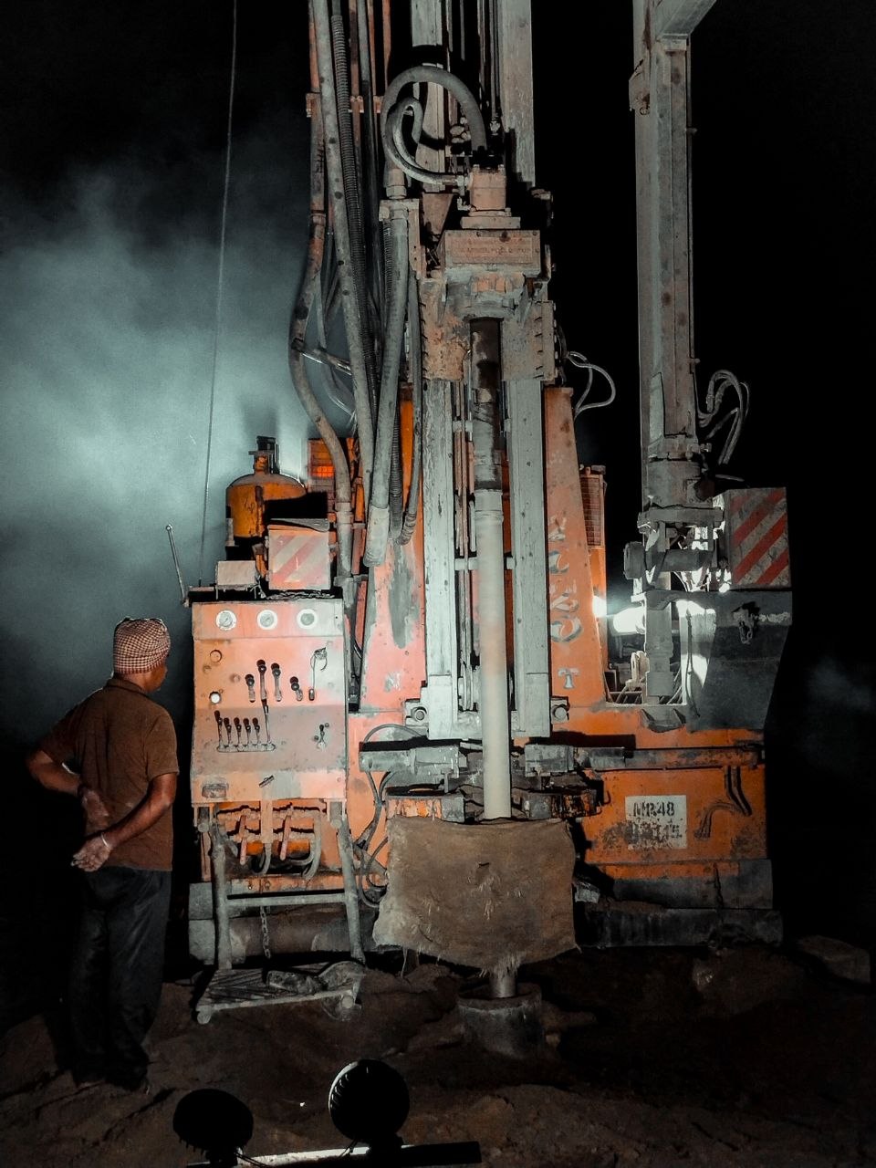 Well drilling rig on site